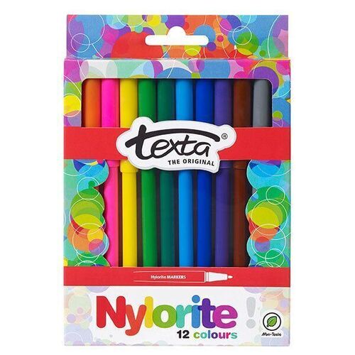 Texta Nylorite Colouring Pens Markers 12 Assorted