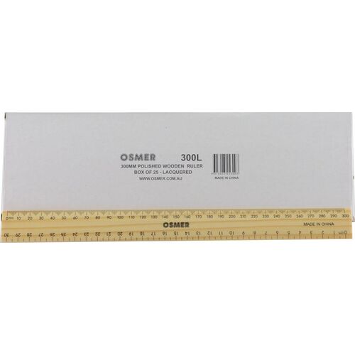 Wooden Ruler Lacquered Polished 30cm