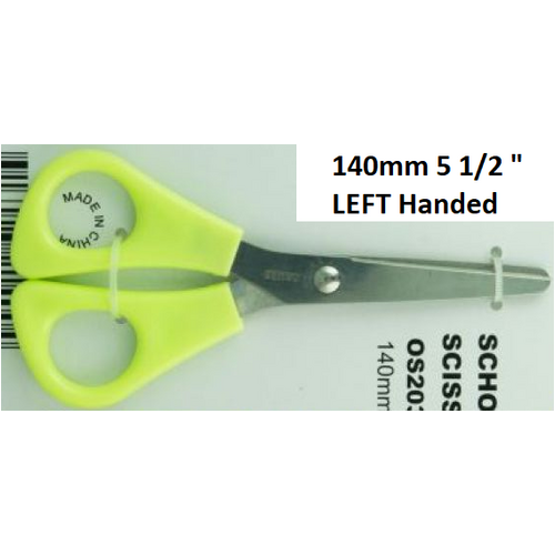 School Scissors 140mm Lefthanded Green  | Each