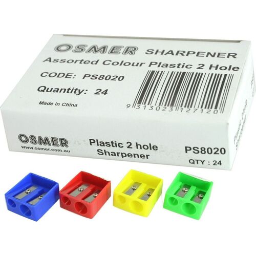 Osmer Sharpener 2 Hole Plastic (Asst Clrs)