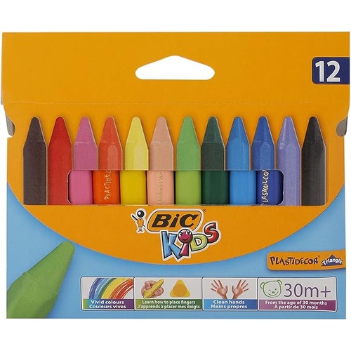 BIC Kids Plastidecor Triangular Crayons 12's