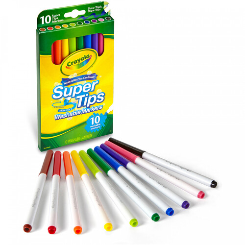 Crayola Washable Medium Tip Markers 10 SuperTips Markers 