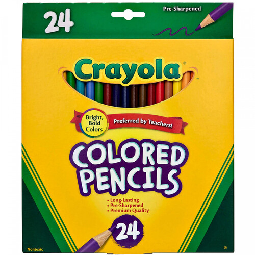 Crayola 24's full sized regular coloured pencil 3.3mm lead