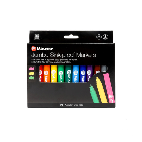 Micador Jumbo Sink-Proof Markers | Broad Pack of 12