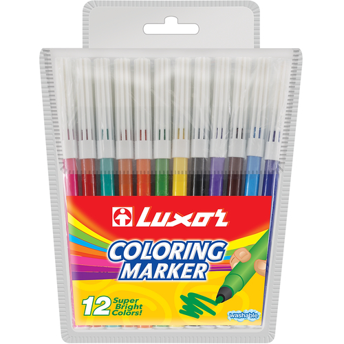 Luxor Non-Toxic Washable Colouring Fibre Texta Markers | Pack of 12
