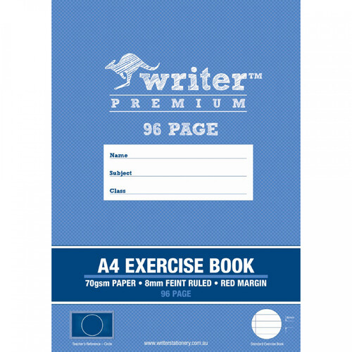 Writer Premium A4 96pg Exercise Book 8mm Feint Ruled + margin (Circle)