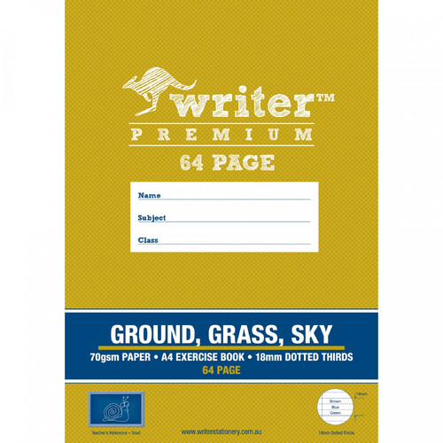 Writer Premium Exercise Book A4 64 Page Rainbow 18mm Dotted Thirds Ground/Grass/Sky(Snail)