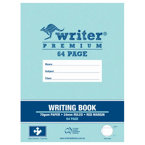 Writer Premium Writing Book 330x245mm  64pg 24mm SOLID LINES + margin (Puzzle)