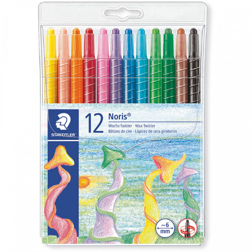 Noris Club®  Wax Twister Crayons 12 Assorted Colours